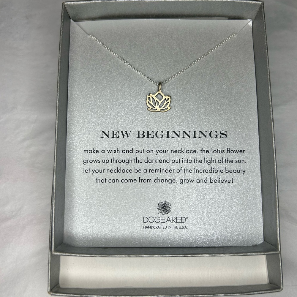 Dogeared Silver Lotus Pendant Necklace